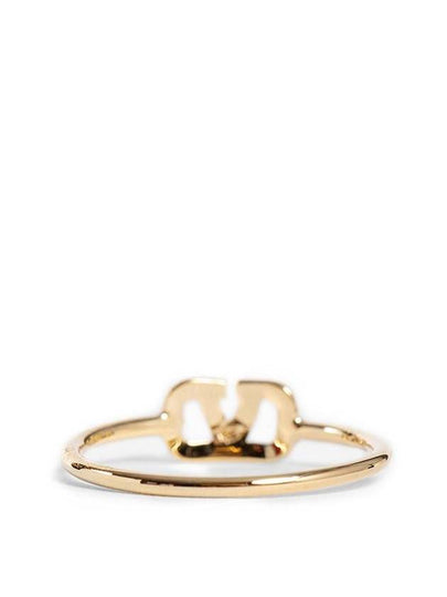 V Logo Signature Metal Swarovski Crystal Ring Gold - VALENTINO - BALAAN 2