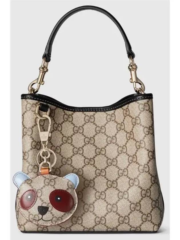 GG Emblem Mini Bucket Bag Beige Black - GUCCI - BALAAN 4