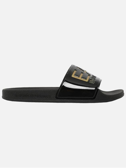 EA7 Embossed Logo Flat Slippers Black Gold - EMPORIO ARMANI - BALAAN 2