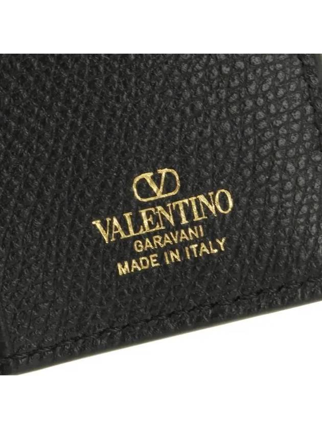 Compact V Logo Signature Calfskin Half Wallet Black - VALENTINO - BALAAN 6