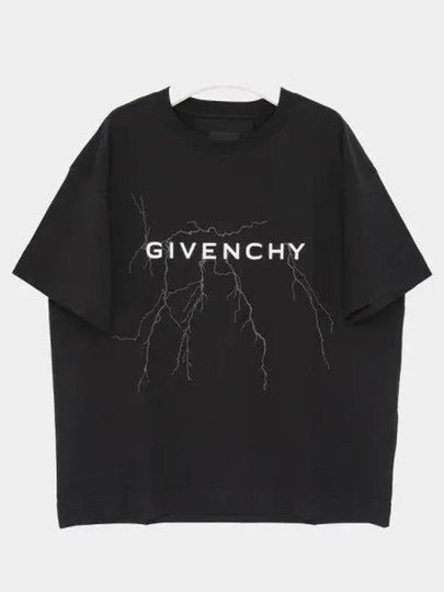 Reflective Motif Cotton Short Sleeve T-Shirt Black - GIVENCHY - BALAAN 2