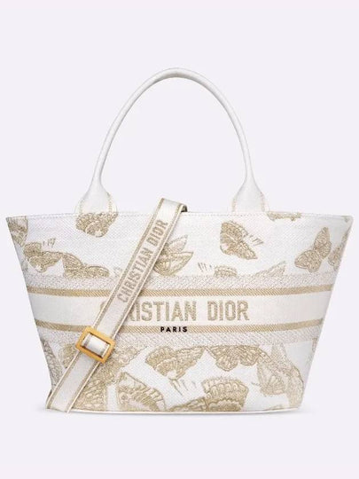 Gold Tone Gradient Butterflies Hat Basket Tote Bag White - DIOR - BALAAN 2