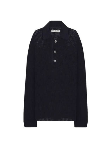 Big Piquet Chunky Cotton Rib Knit Top Navy - OUR LEGACY - BALAAN 1