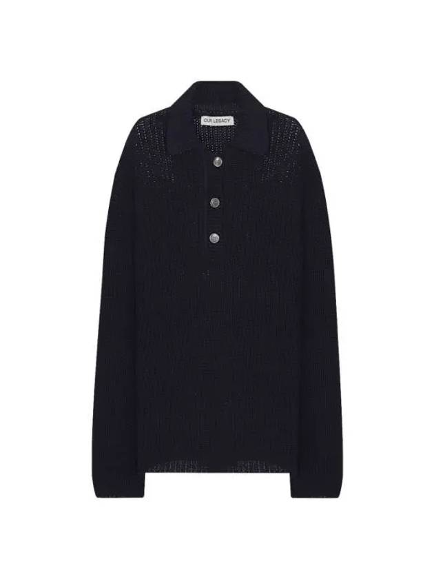 Big Piquet Chunky Cotton Rib Knit Top Navy - OUR LEGACY - BALAAN 1