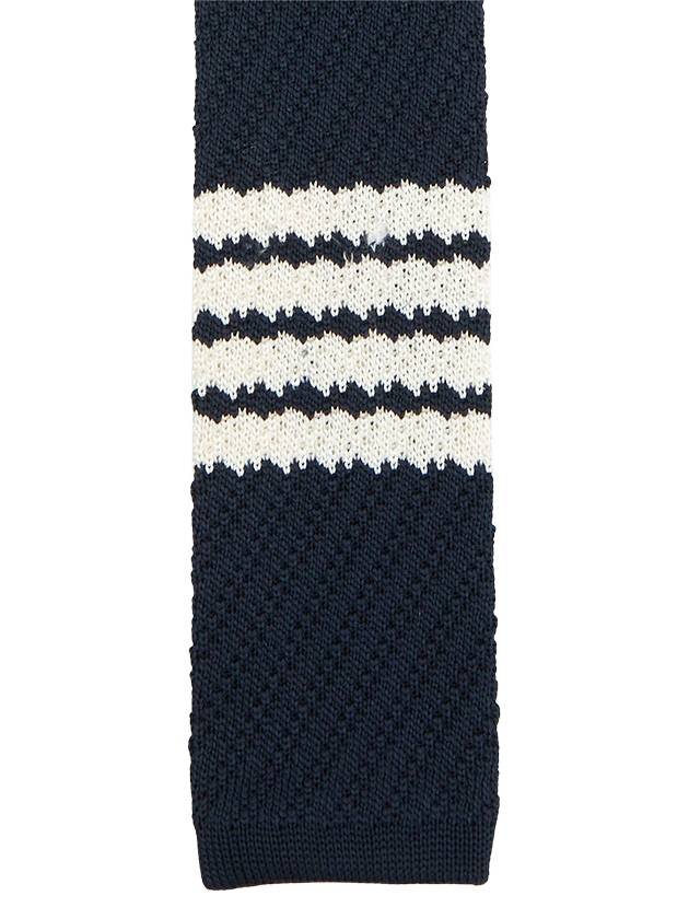 Women's Silk Twill Stitch 4 Bar Tie Scarf Navy - THOM BROWNE - BALAAN 6