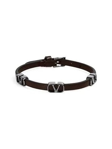 Garavani V logo leather bracelet brown - VALENTINO - BALAAN 1