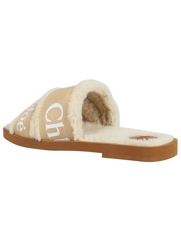 Woody Shearling Flat Mule Slippers Beige - CHLOE - BALAAN 4