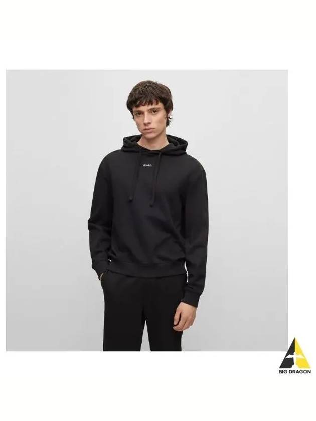 Contrast Logo Relaxed Fit Cotton Hood Black - HUGO BOSS - BALAAN 2