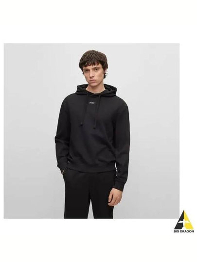 Contrast Logo Relaxed Fit Cotton Hood Black - HUGO BOSS - BALAAN 2