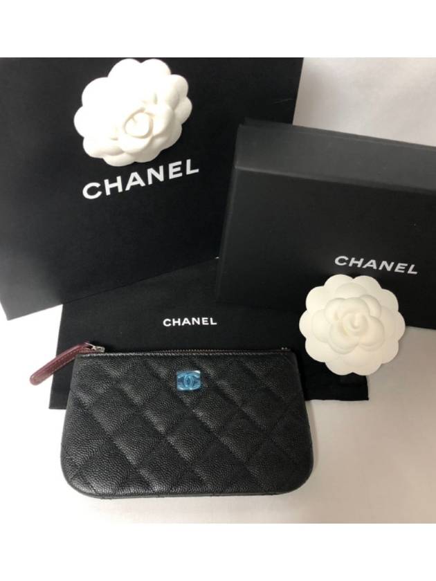 Classic Mini Pouch Grained Calfskin Silver Black - CHANEL - BALAAN 8