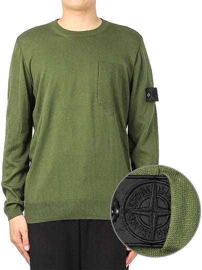 Shadow Project Pocket Crew Neck Knit Top Green - STONE ISLAND - BALAAN 2