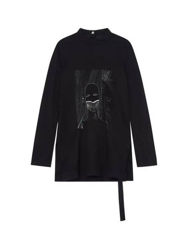 WOMEN DRKSHDW Side Slit Sketch T-Shirt Black - RICK OWENS - BALAAN 1