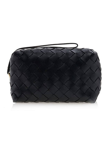 Intrecciato Leather Pouch Black - BOTTEGA VENETA - BALAAN 1