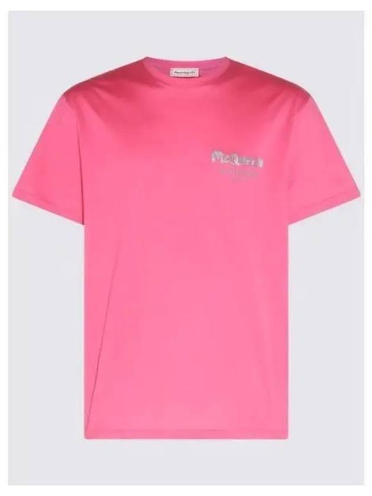 Men's Graffiti Logo Cotton Short Sleeve T-Shirt Pink - ALEXANDER MCQUEEN - BALAAN 2