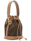 Mon Tresor FF Mini Fabric Bucket Bag Brown - FENDI - BALAAN 3