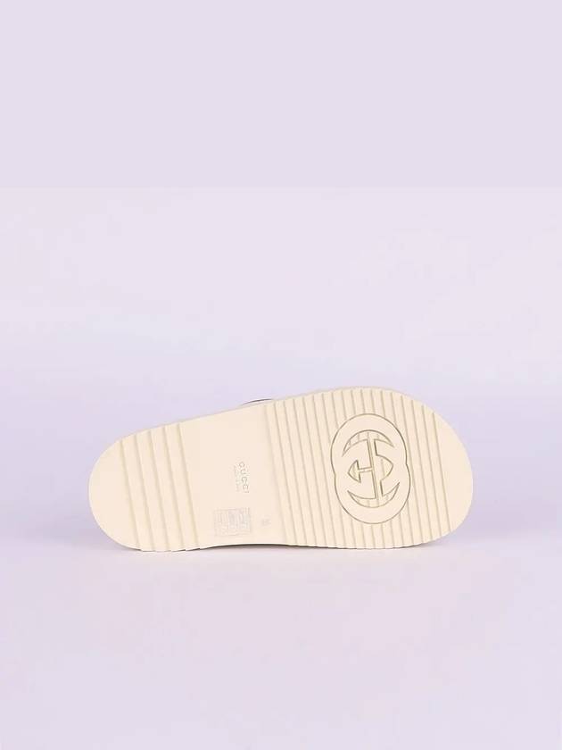 Gold Logo Leather Sandals White - GUCCI - BALAAN 5