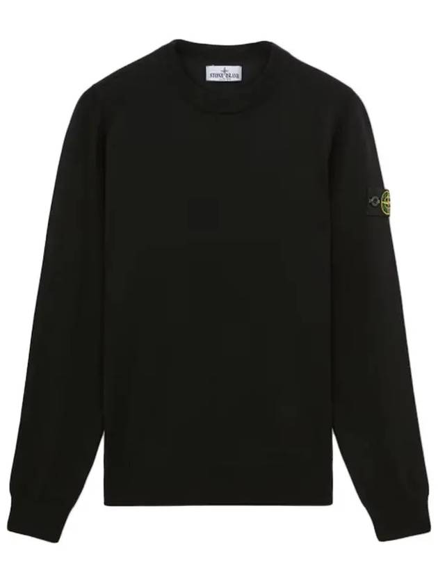 Kids Wool Crewneck Ribbed Details Knit Top Black - STONE ISLAND - BALAAN 3