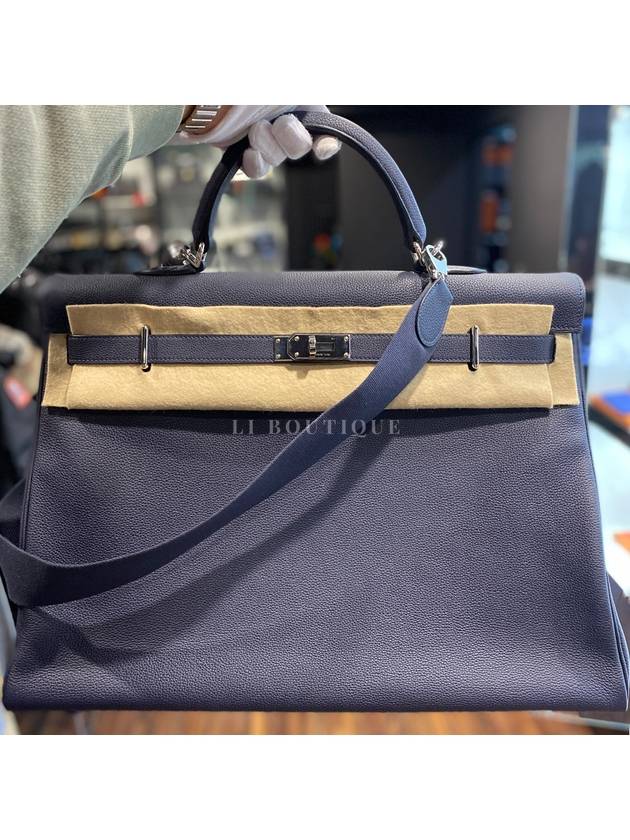 Kelly tote bag crossbody AMAZON navy silver plate size 50 - HERMES - BALAAN 7