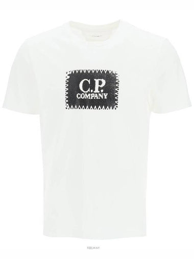 12CMTS042A 005100W 103 Logo Printing White TShirt - CP COMPANY - BALAAN 1