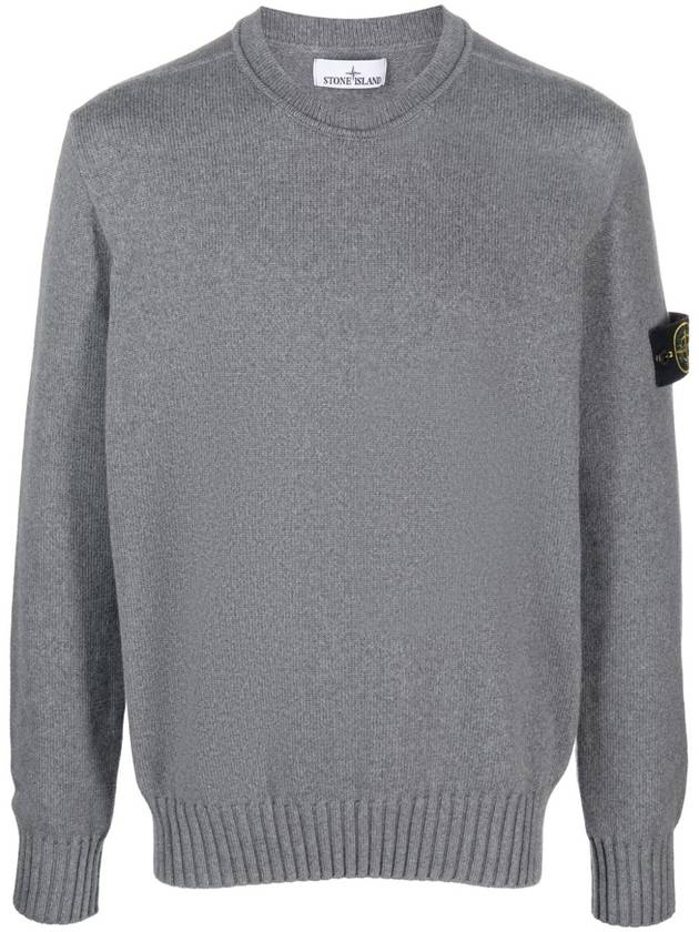 Logo Patch Knit Top Grey - STONE ISLAND - BALAAN 3