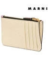 Saffiano Two-Tone Zipper Card Wallet Pink Brown - MARNI - BALAAN 5