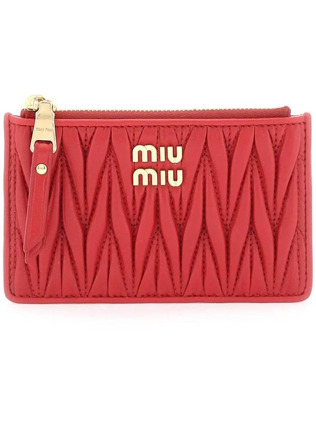 Matelasse Leather Envelope Card Wallet Red - MIU MIU - BALAAN 2