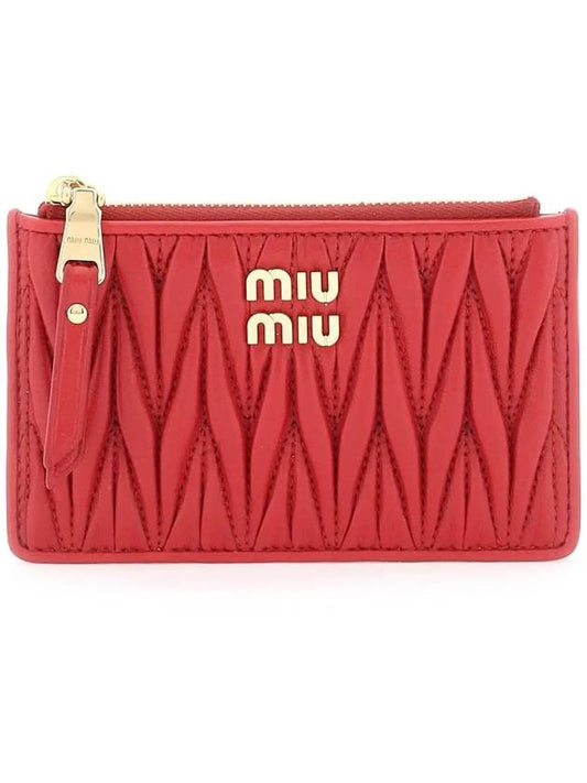 Matelasse Leather Envelope Card Wallet Red - MIU MIU - BALAAN 2