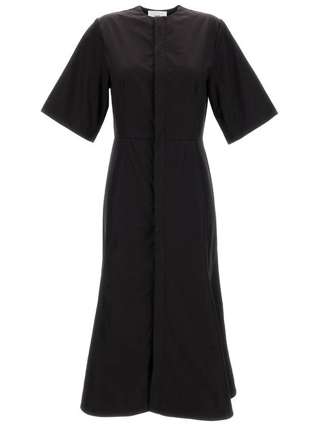 Mid Sleeve Round Neck Midi Dress Black - AMI - BALAAN 1