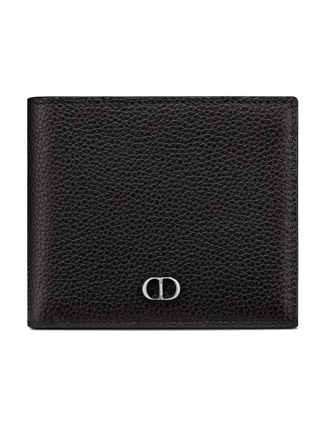 Grain Leather CD Icon Compact Half Wallet Black - DIOR - BALAAN 1