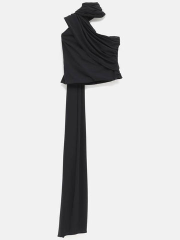 Jersey Wrap Neck Top in Black - MAGDA BUTRYM - BALAAN 1