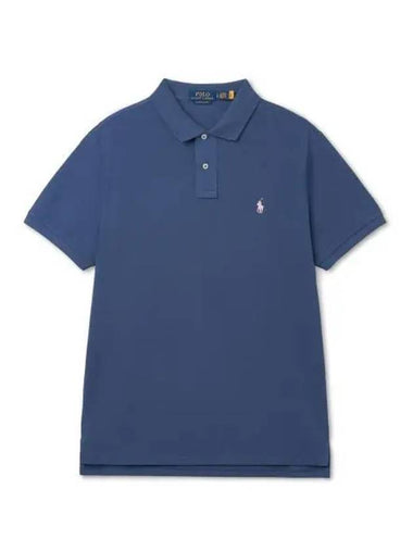 Custom slim fit mesh polo shirt navy - POLO RALPH LAUREN - BALAAN 1