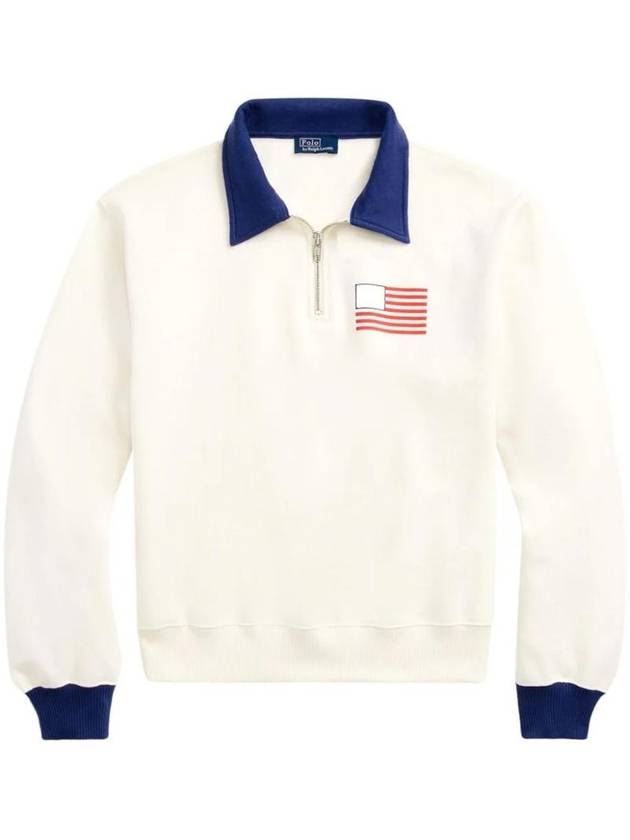 logo print quarter zipper sweatshirt 211935601 - POLO RALPH LAUREN - BALAAN 1