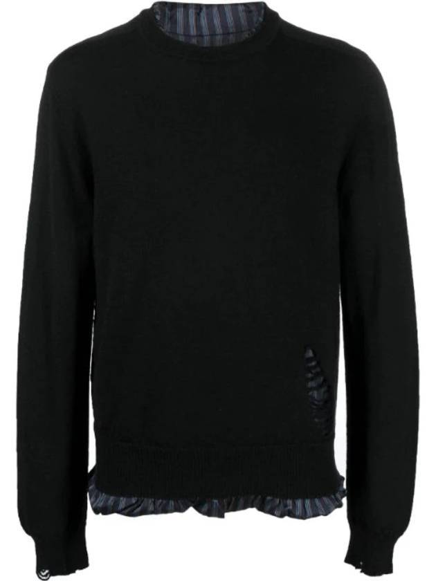 Men's Layered Striped Wool Knit Top Black - MAISON MARGIELA - BALAAN 1