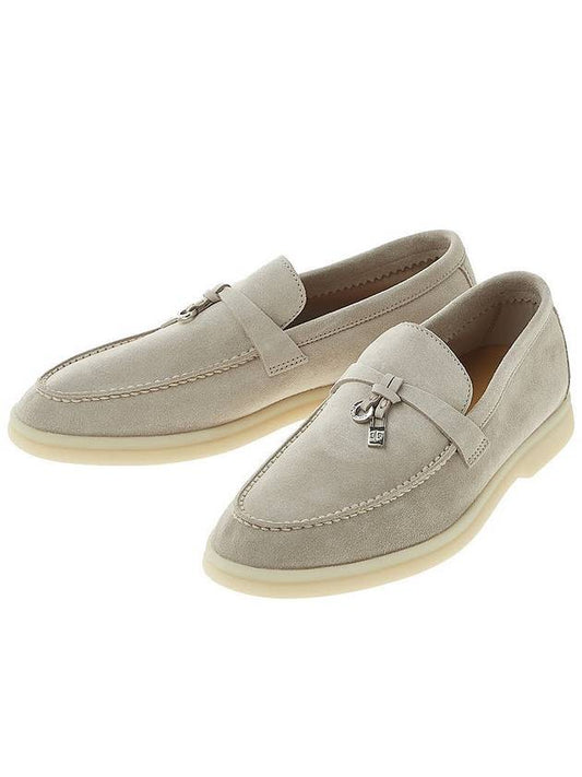 Summer Charms Walk Suede Loafers Pearl Grey - LORO PIANA - BALAAN 2