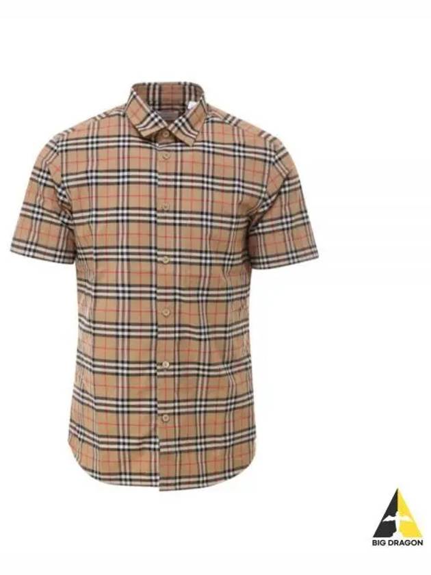 Small Scale Check Stretch Short Sleeve Shirt Archive Beige - BURBERRY - BALAAN 2