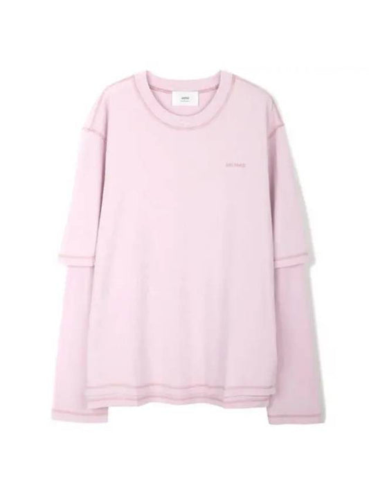 Fade Out Long Sleeve T-Shirt Pink - AMI - BALAAN 1