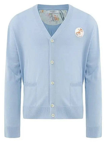 Oly Flower Fox Patch Classic Cardigan Light Blue - MAISON KITSUNE - BALAAN 2