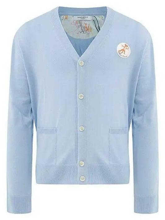 Oly Flower Fox Patch Classic Cardigan Light Blue - MAISON KITSUNE - BALAAN 2