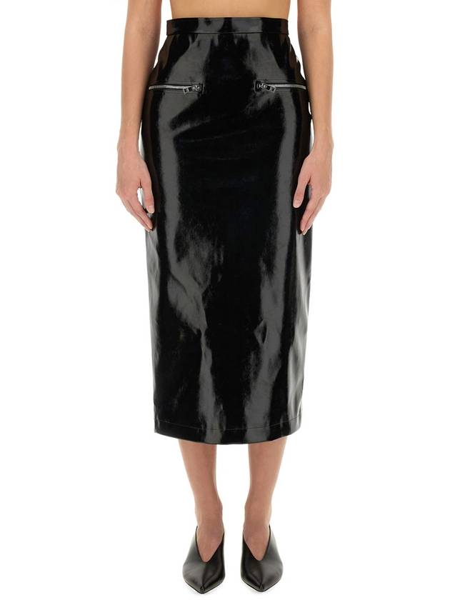 Patent leather midi H line skirt black - MSGM - BALAAN 2