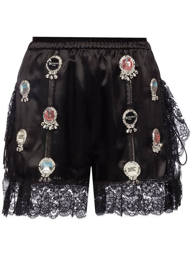 Women's Satin and Lace Shorts Black - BURBERRY - BALAAN 1