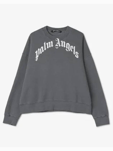 Curve Logo Sweatshirt Washed Black PMBA026C99FLE0011001 - PALM ANGELS - BALAAN 1