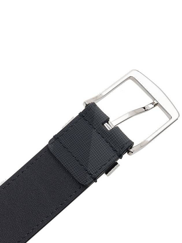 Checked Leather Belt Charcoal - BURBERRY - BALAAN 8