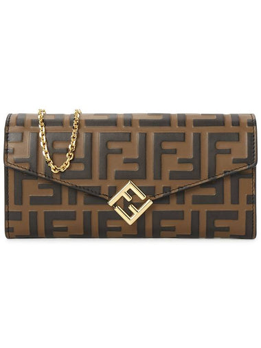 FF Diamond Continental Chain Cross Bag Brown - FENDI - BALAAN 1