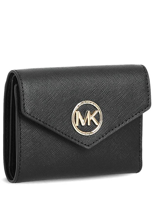 Carmen Medium Saffiano Leather Tri-Fold Half Wallet Black - MICHAEL KORS - BALAAN 2