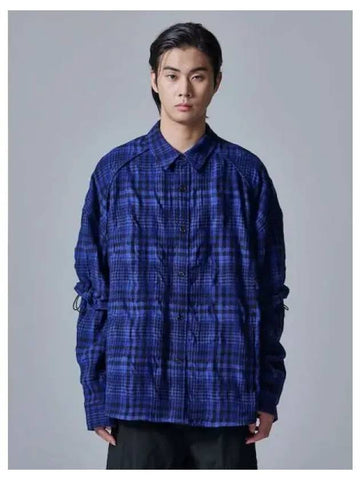 Wool Cotton Washed Check Dual Sleeve Shirt Blue Domestic Product GM0024090245866 - JUUN.J - BALAAN 1