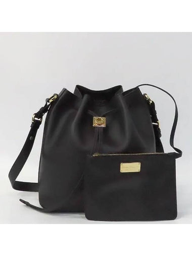 Ferragamo 21 F269 SANSY Shanxi black leather bucket shoulder bag auxiliary pouch - SALVATORE FERRAGAMO - BALAAN 1