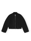 Drop Oversized Zipper Twill Bomber Jacket Black - GANNI - BALAAN 2