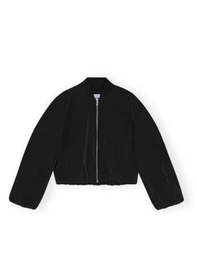 Drop Oversized Zipper Twill Bomber Jacket Black - GANNI - BALAAN 2