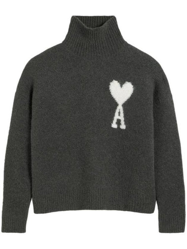 Alpaca Wool Blend Turtleneck Grey - AMI - BALAAN 1