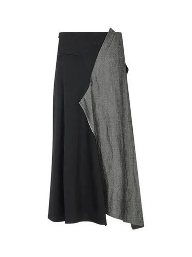 Yohji Yamamoto Y s color matching patch flare skirt black - YOHJI YAMAMOTO - BALAAN 1